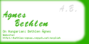 agnes bethlen business card